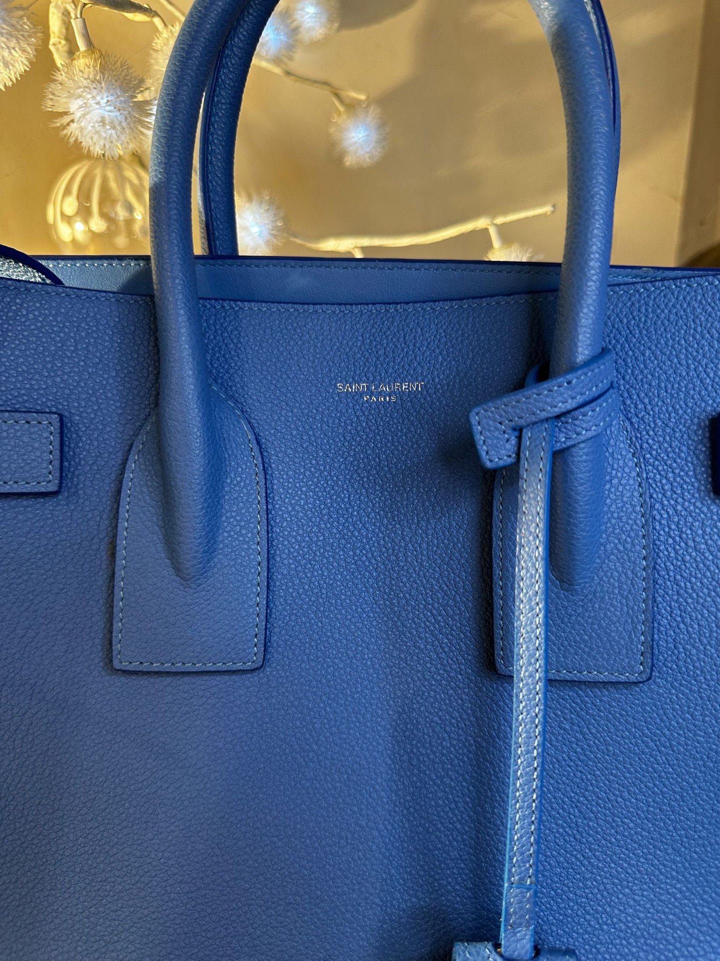 Sac de Jour Yves Saint Laurent — Cuir Bleu, neuf