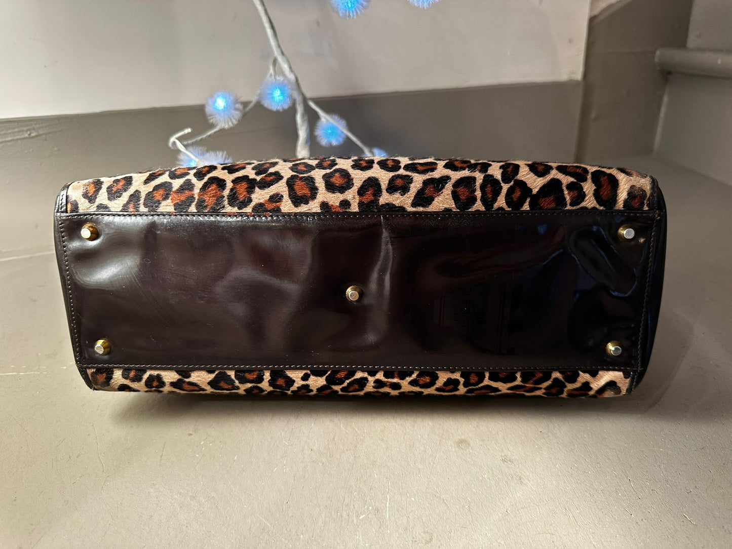 Sac Lady Dior en cuir verni — Noir