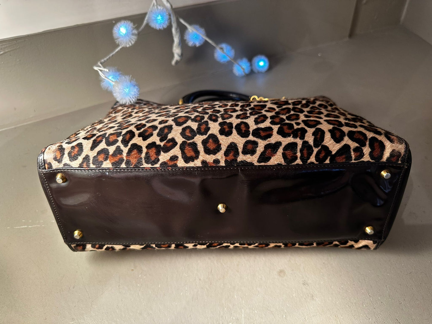 Sac Lady Dior en cuir verni — Noir