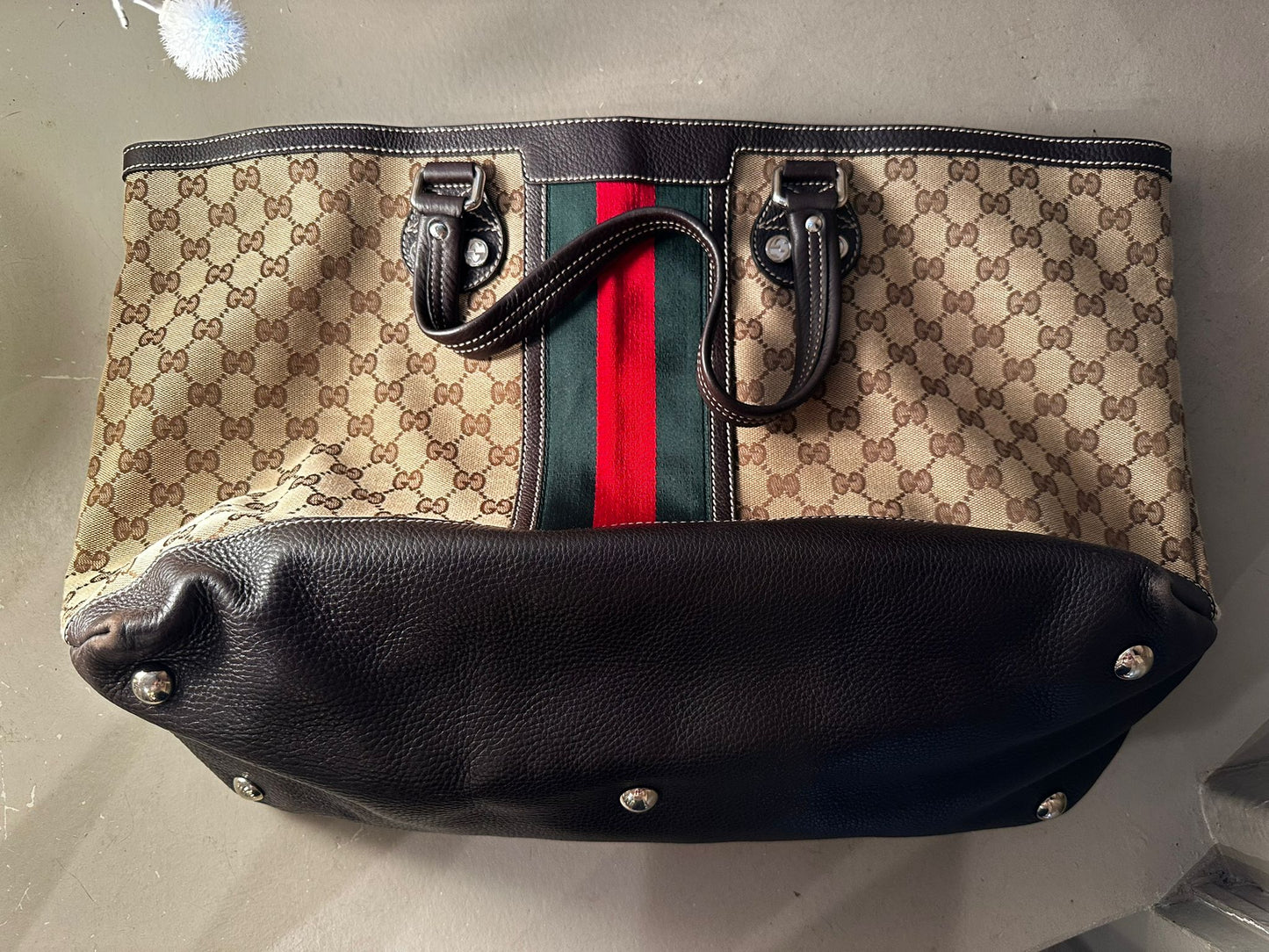 Sac cabas Gucci GG — Bande web vert-rouge