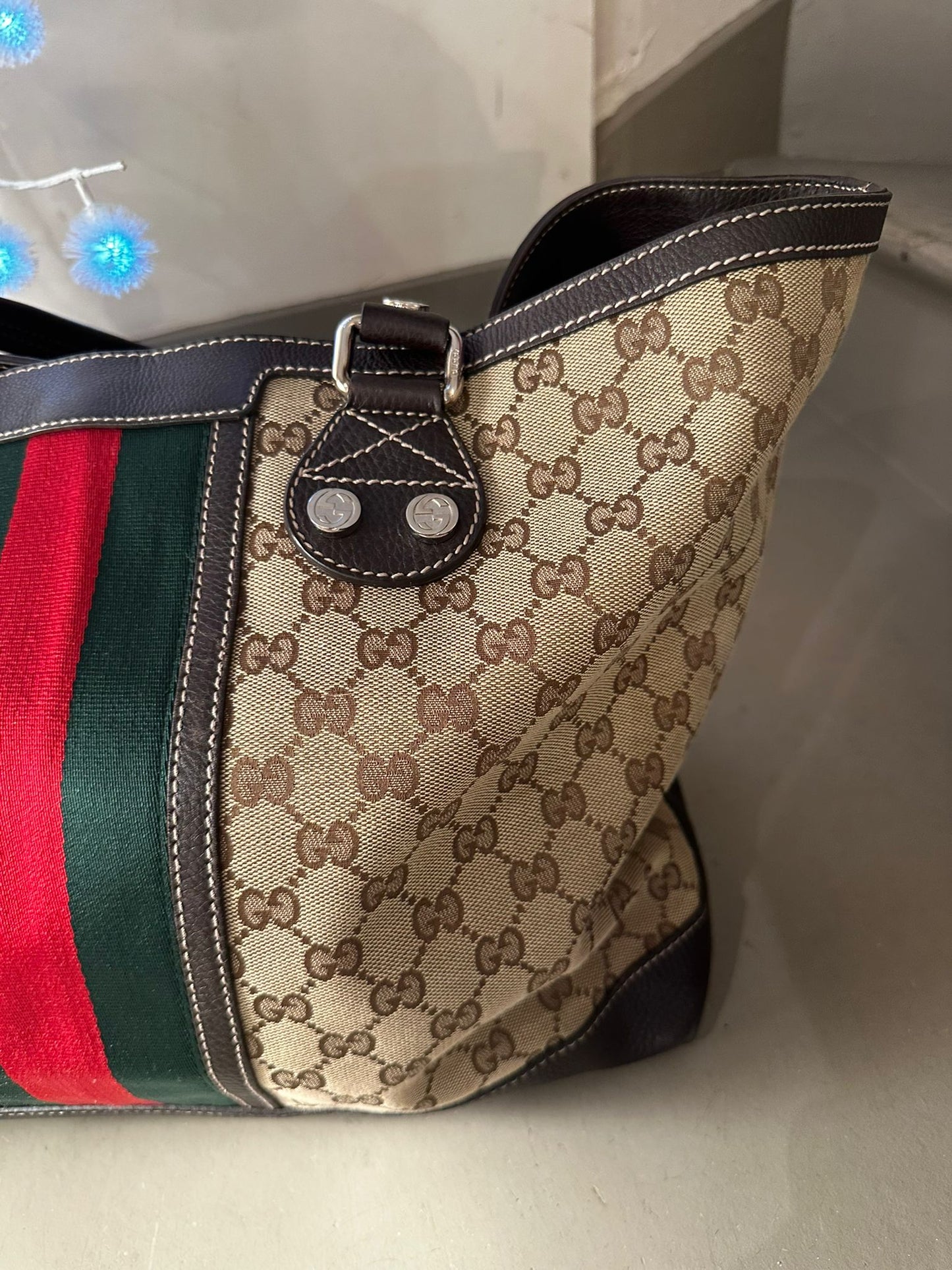 Sac cabas Gucci GG — Bande web vert-rouge