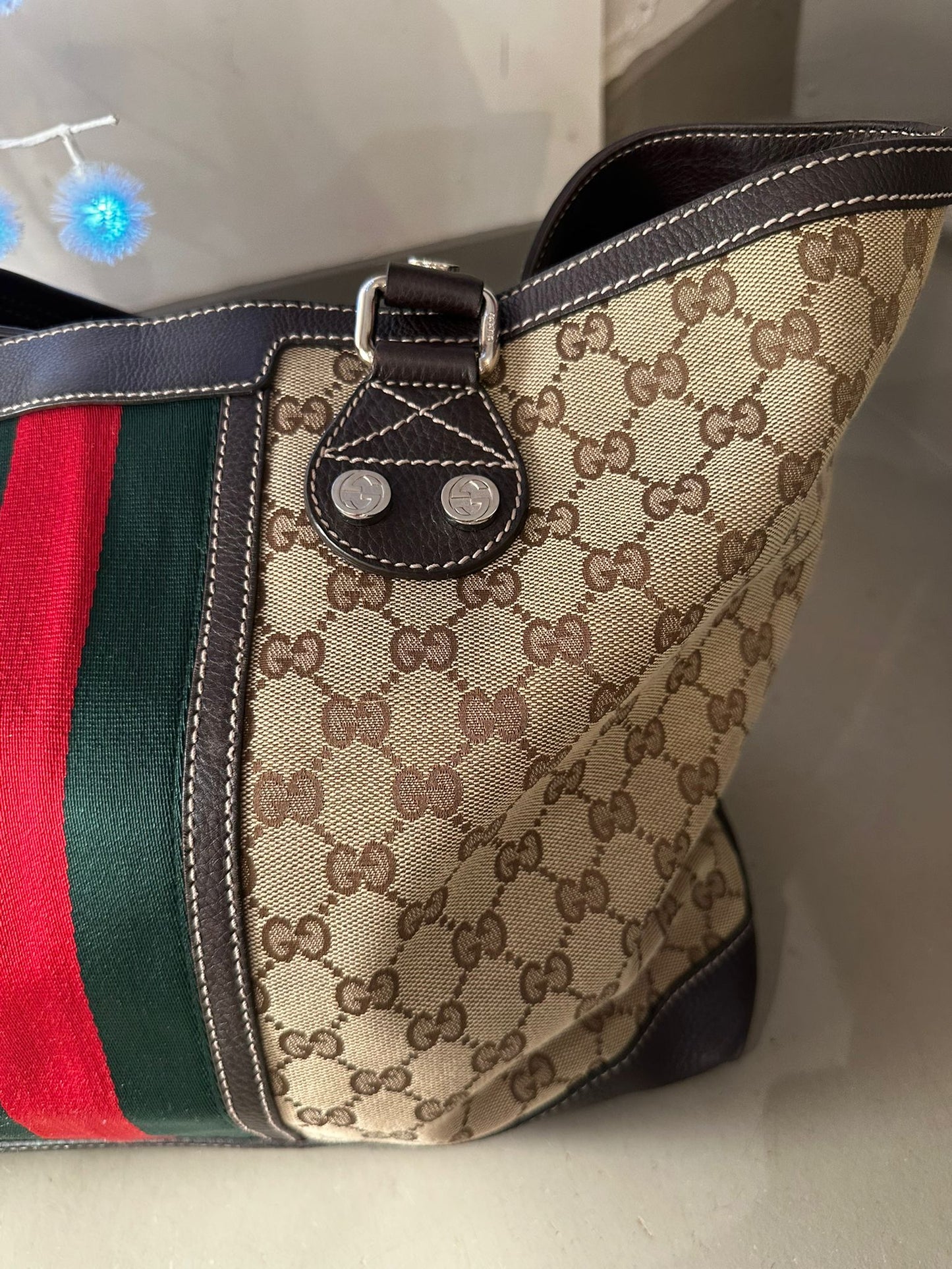 Sac cabas Gucci GG — Bande web vert-rouge