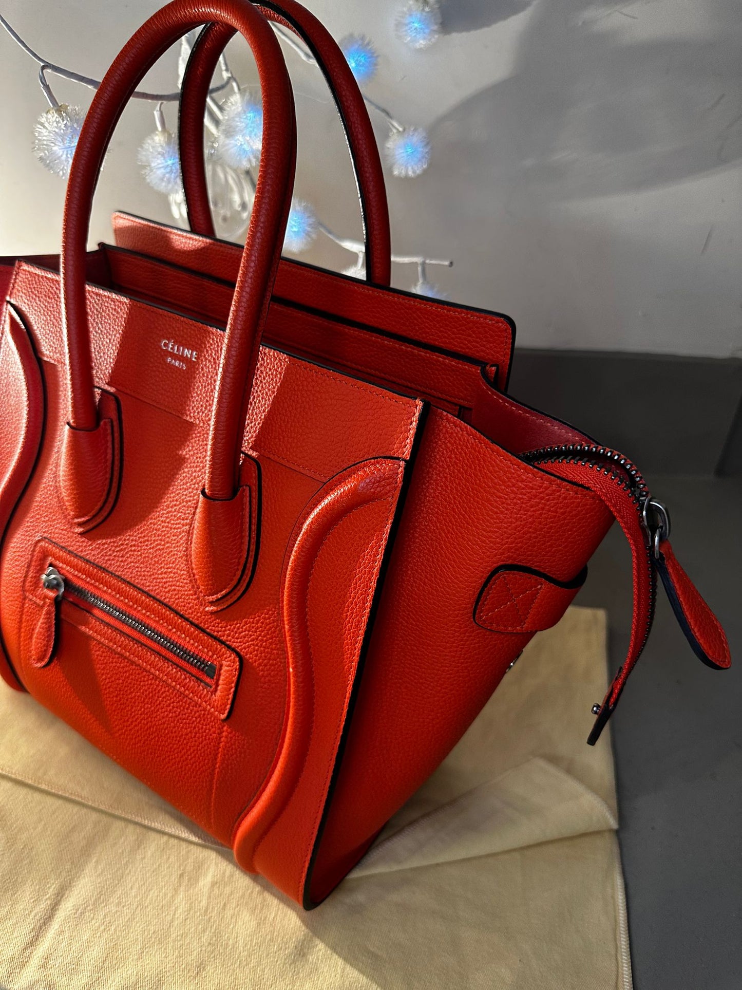 Sac Luggage Céline Cuir Rouge