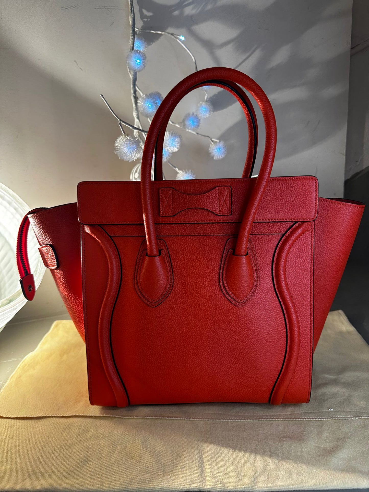 Sac Luggage Céline — Cuir Rouge, état neuf