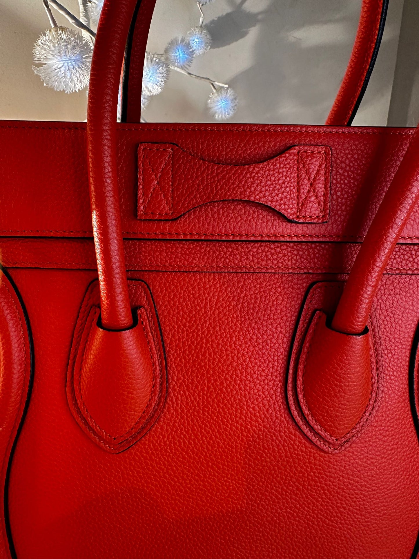 Sac Luggage Céline — Cuir Rouge, état neuf
