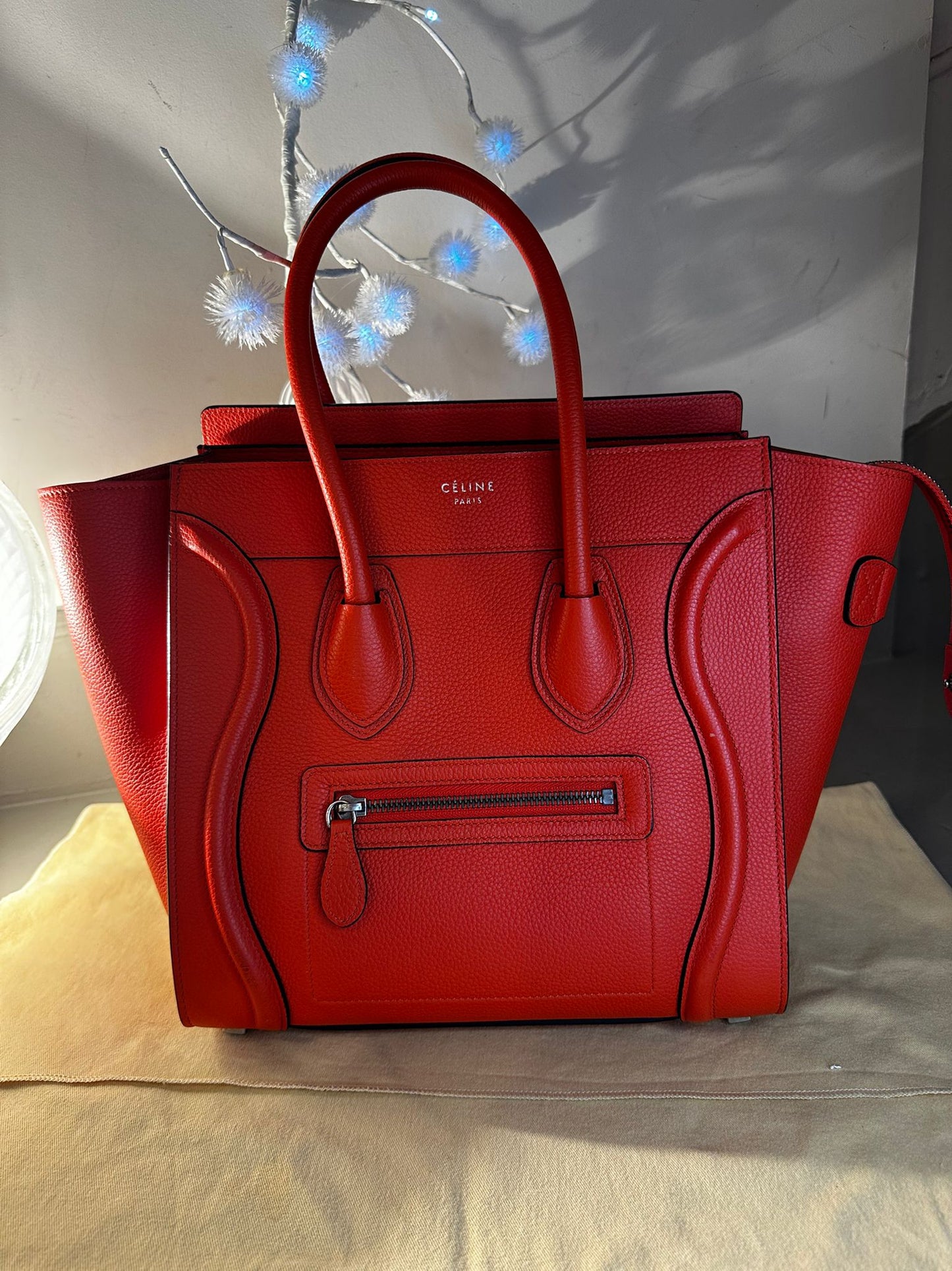 Sac Luggage Céline — Cuir Rouge, état neuf