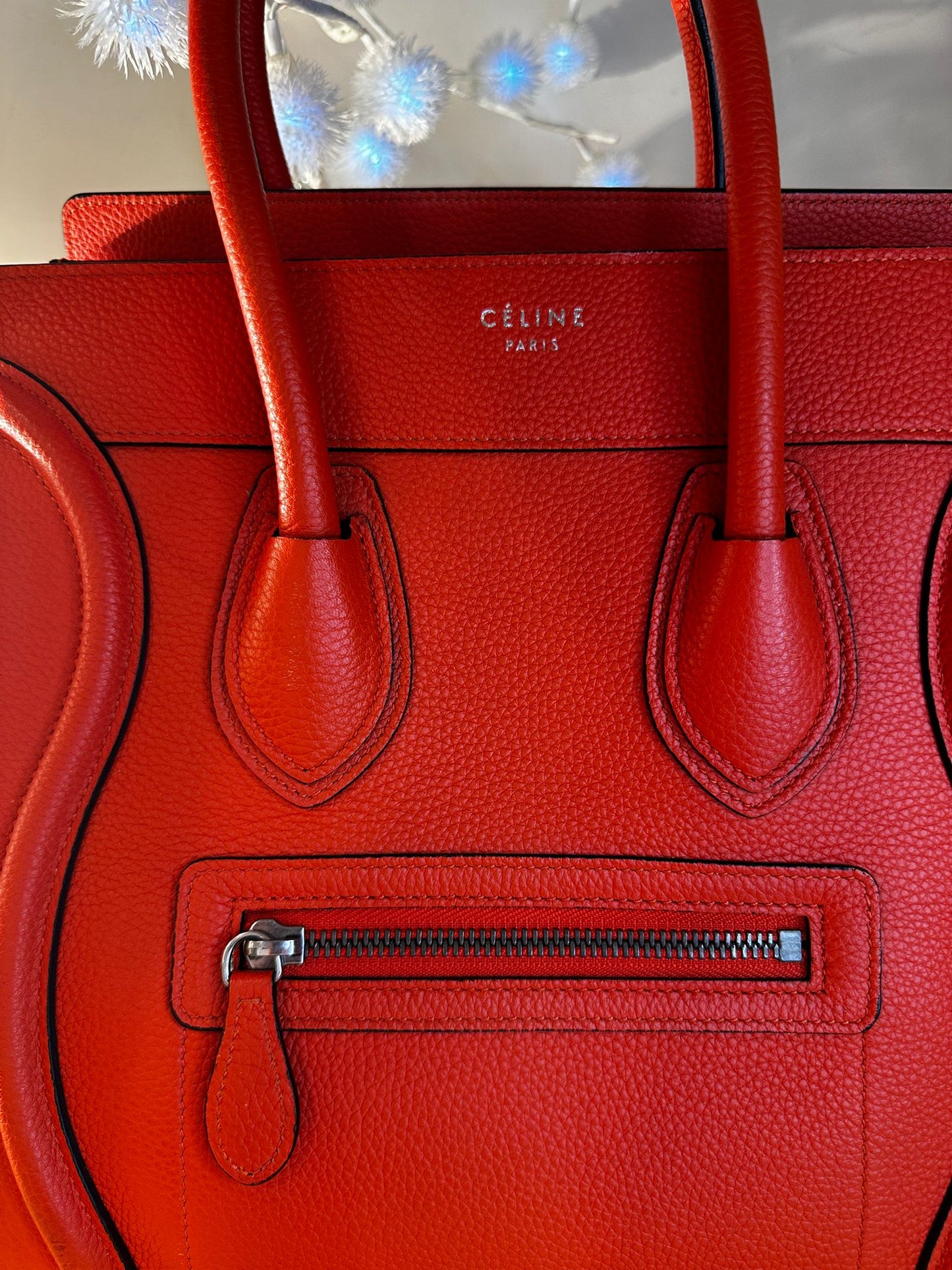 Sac Luggage Céline — Cuir Rouge, état neuf